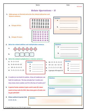 Preview image for worksheet with title Relate Operations - II