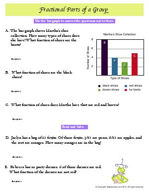 Preview image for worksheet with title Fractional Parts of a Group