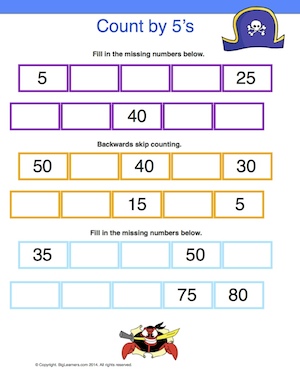 Preview image for worksheet with title Count by 5's