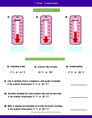 problem solving involving temperature worksheets