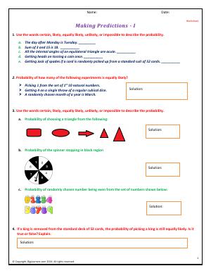 Preview image for worksheet with title Making Predictions - I