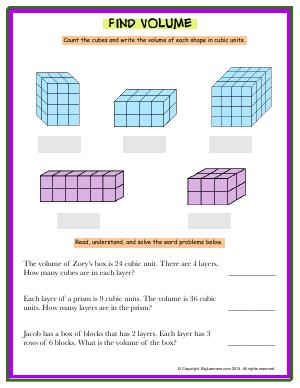 Preview image for worksheet with title Find Volume