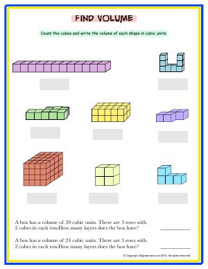 Preview image for worksheet with title Find Volume