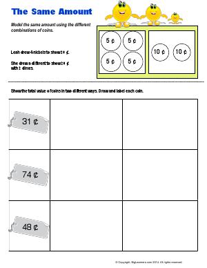 Preview image for worksheet with title The Same Amount