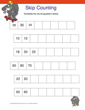 Preview image for worksheet with title Skip Counting