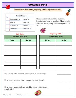 Preview image for worksheet with title Organize Data