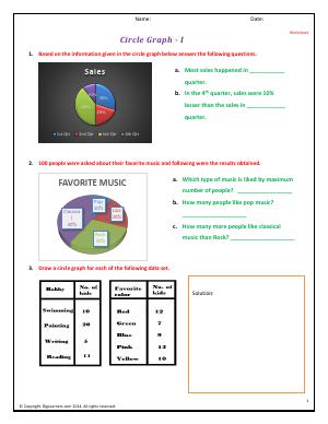 Preview image for worksheet with title Circle Graphs - I