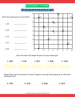 Preview image for worksheet with title Ordered Pairs