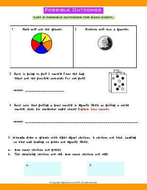 probability worksheet grade 3