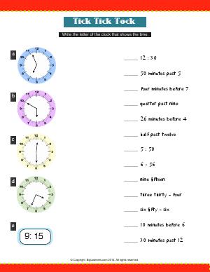 Preview image for worksheet with title Learn to Read Time