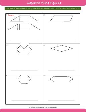 Preview image for worksheet with title Separate Plane Figures
