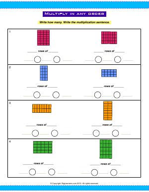 Preview image for worksheet with title Multiply In Any Order