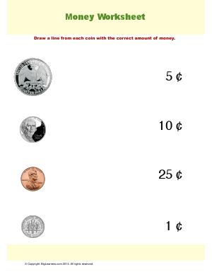 Preview image for worksheet with title Money Worksheet