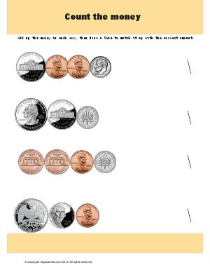 Preview image for worksheet with title Count the Money