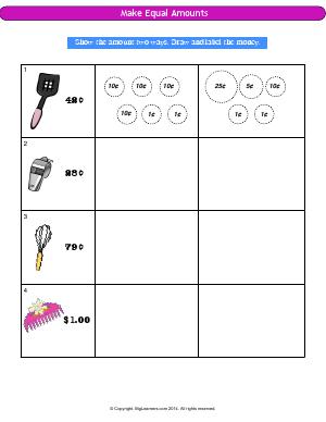 Preview image for worksheet with title Make Equal Amounts