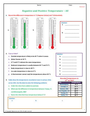 Preview image for worksheet with title Negative and Positive Temperature - III