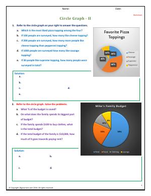 Preview image for worksheet with title Circle Graphs - II