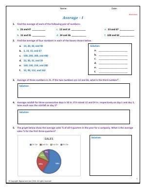 Preview image for worksheet with title Average - I