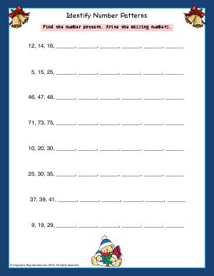 Preview image for worksheet with title Identify Number Patterns