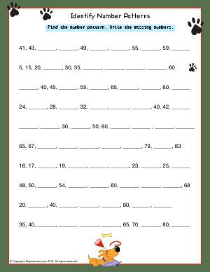 Preview image for worksheet with title Identify Number Patterns