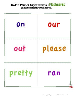 Preview image for worksheet with title Dolch Primer Sight Words : Flashcards