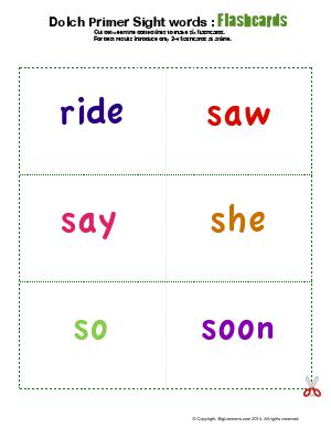 Preview image for worksheet with title Dolch Primer Sight Words : Flashcards