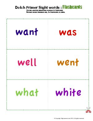 Preview image for worksheet with title Dolch Primer Sight Words : Flashcards