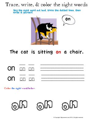 Preview image for worksheet with title Trace, Write, & Color the Sight Words