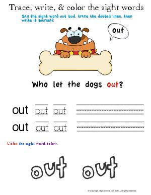 Preview image for worksheet with title Trace, Write, & Color the Sight Words