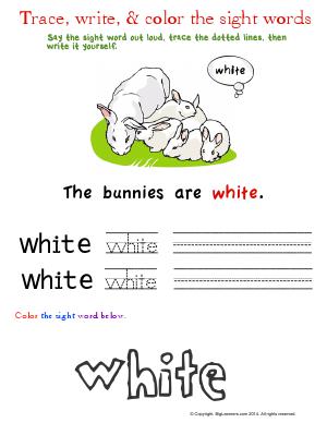 Preview image for worksheet with title Trace, Write, & Color the Sight Words