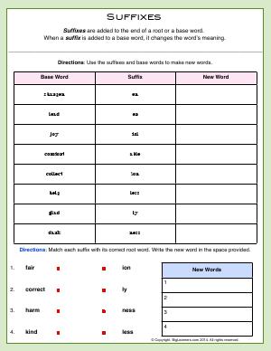 Prefixes & Suffixes | Second Grade English Worksheets | Biglearners