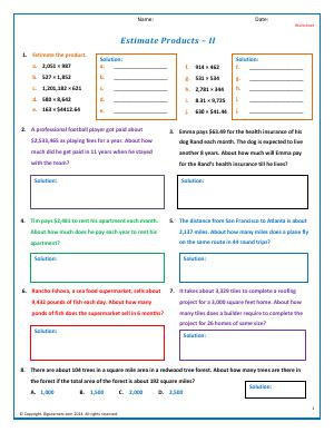 my homework lesson 8 estimate products answer key grade 5