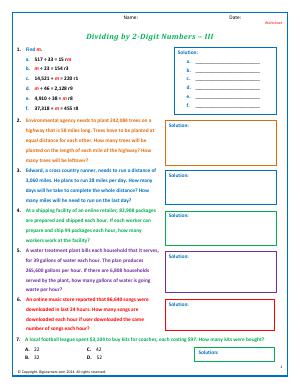 Preview image for worksheet with title Dividing by 2-Digit Numbers - III