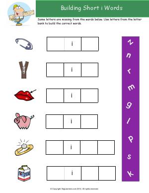Preview image for worksheet with title Building Short i Words