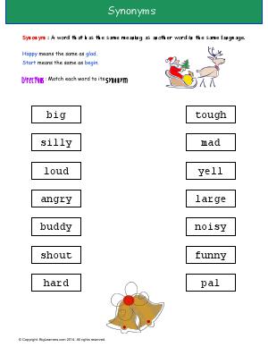 Preview image for worksheet with title Synonyms