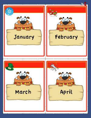 Preview image for worksheet with title Months of the Year Flashcards