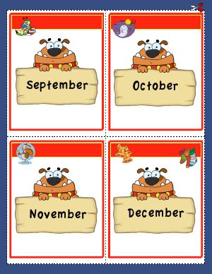 Preview image for worksheet with title Months of the Year Flashcards