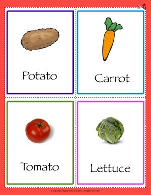 Preview image for worksheet with title Common Vegetables Flashcards