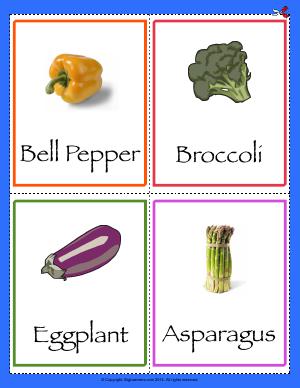 Preview image for worksheet with title Common Vegetables Flashcards