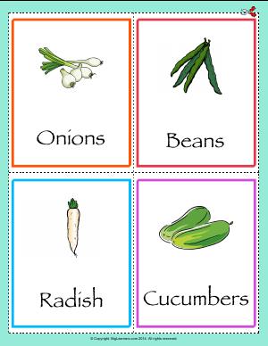 Preview image for worksheet with title Common Vegetables Flashcards