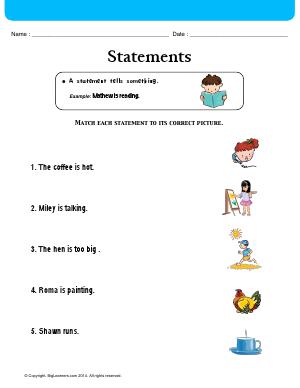 Preview image for worksheet with title Statements