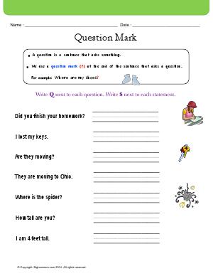 Preview image for worksheet with title Question Mark