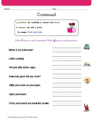 Preview image for worksheet with title Command