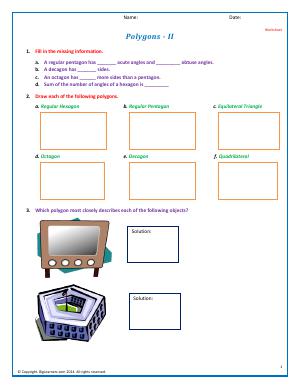 Preview image for worksheet with title Polygons - II