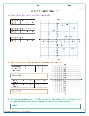 Preview image for worksheet with title Graph Relationships - I