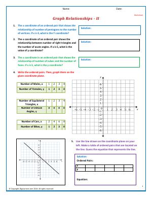 Preview image for worksheet with title Graph Relationships - II