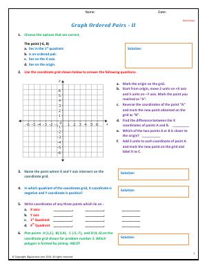 Preview image for worksheet with title Graph Ordered Pairs - II