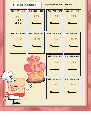 Preview image for worksheet with title 3 - Digit Addition