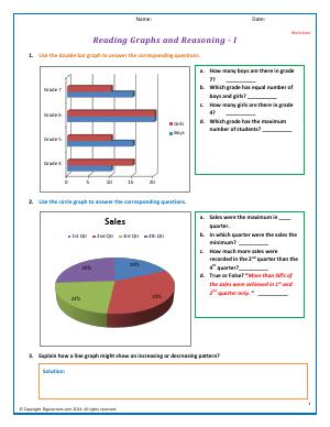 Preview image for worksheet with title Reading Graphs and Reasoning - I