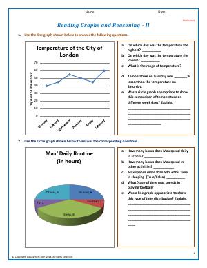 Preview image for worksheet with title Reading Graphs and Reasoning - II